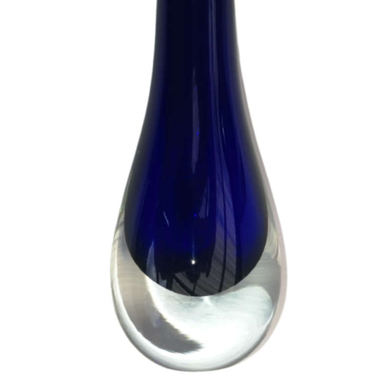 Murano Sommerso Tall Blue and Clear Vase