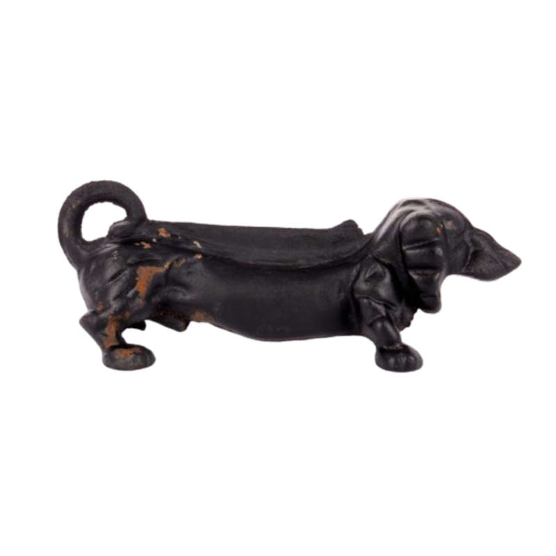 Early 20th century cast iron door stop boot scraper modelled as a dachshund