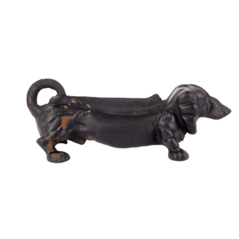 Early 20th century cast iron door stop boot scraper modelled as a dachshund