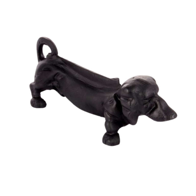 Early 20th century cast iron door stop boot scraper modelled as a dachshund