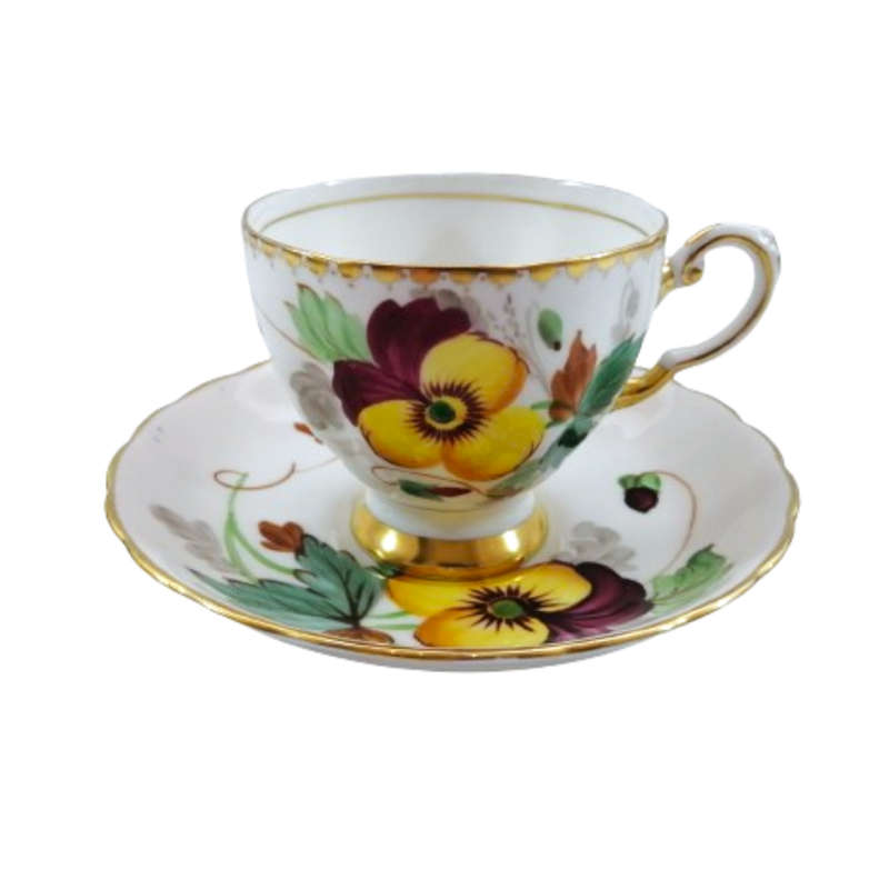 Tuscan Pansies Cup and Saucer Duo