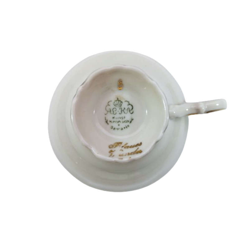 Alka Bavaria Porcelain Blue and Gold Tea Cup and Saucer Duo