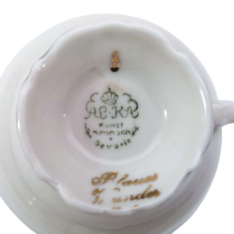 Alka Bavaria Porcelain Blue and Gold Tea Cup and Saucer Duo