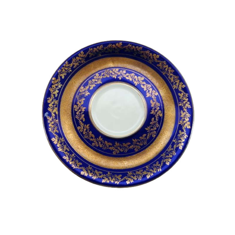 Alka Bavaria Sylvia Porcelain Blue and Gold Tea Cup and Saucer Duo