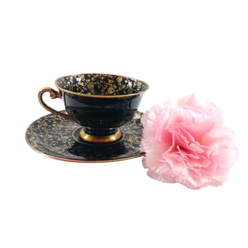 Alka Bavaria Sylvia Porcelain Blue and Gold Capri Tea Cup and Saucer Duo