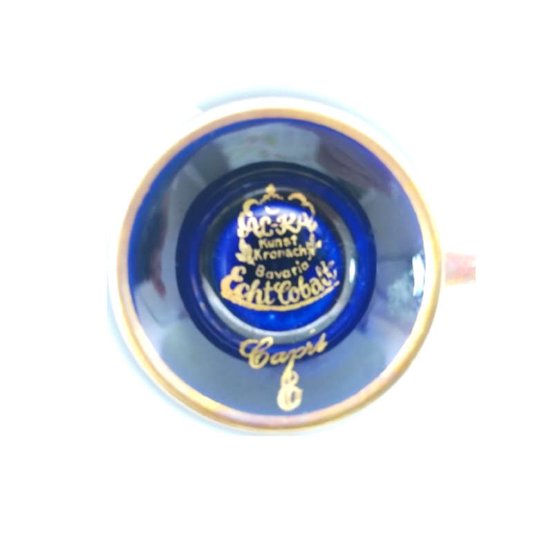 Alka Bavaria Sylvia Porcelain Blue and Gold Capri Tea Cup and Saucer Duo
