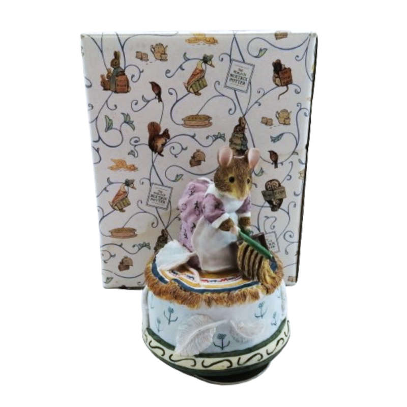 Border Fine Arts Beatrix Potter Hunca Munca Sweeping On Music Box