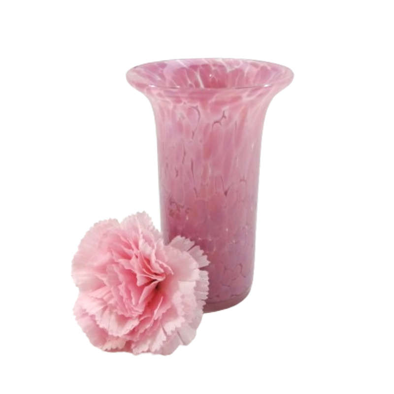 Mdina Hand Blown Pink Mottled Pink Vase