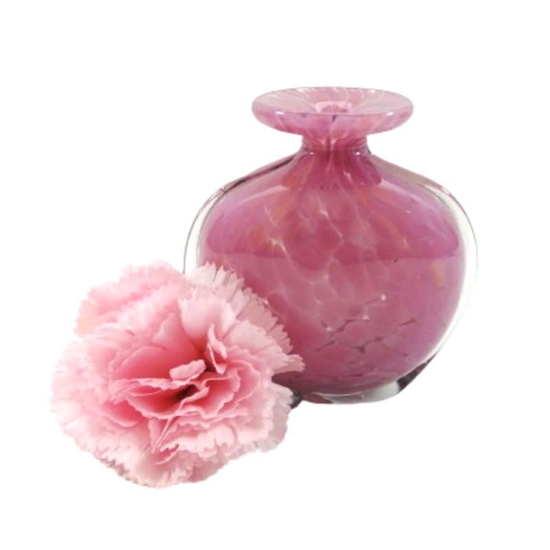 Mdina Hand Blown Pink Mottled Pink Vase