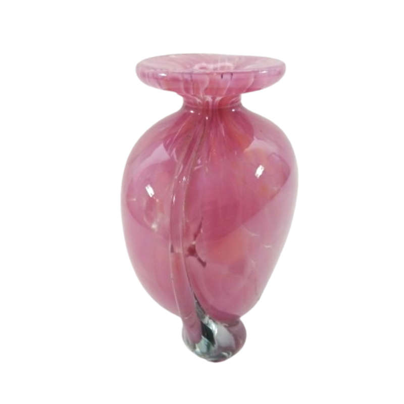 Mdina Hand Blown Pink Mottled Pink Vase
