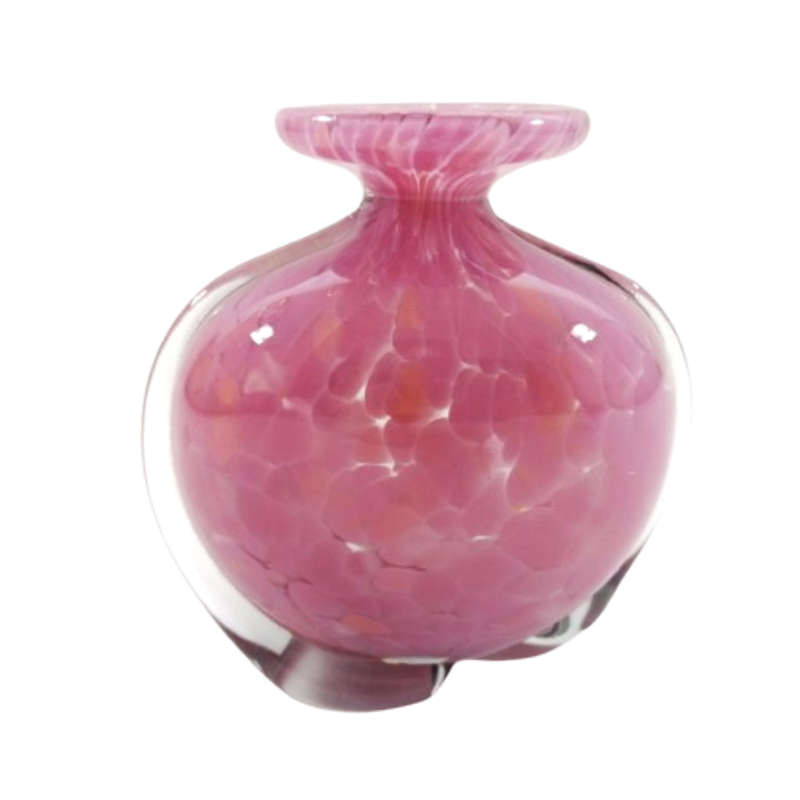 Mdina Hand Blown Pink Mottled Pink Vase