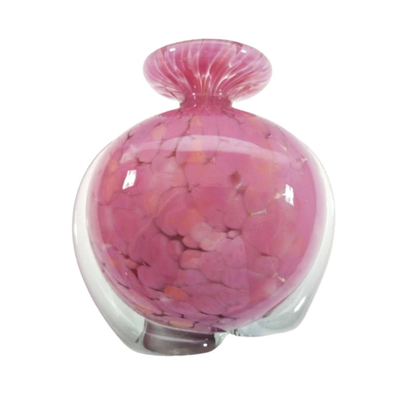 Mdina Hand Blown Pink Mottled Pink Vase