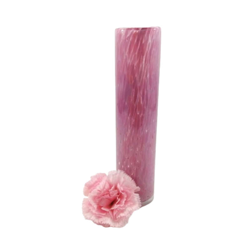 Mdina Hand Blown Pink Mottled Pink Vase