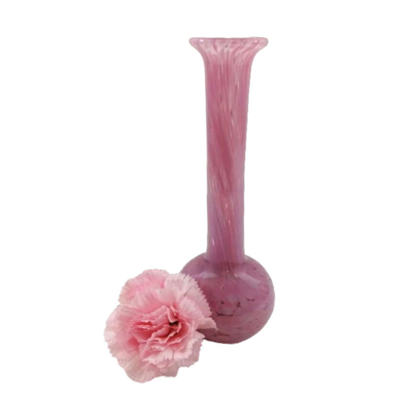 Mdina Hand Blown Pink Mottled Pink Vase