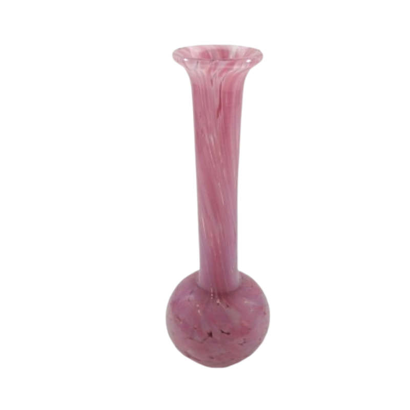 Mdina Hand Blown Pink Mottled Pink Vase