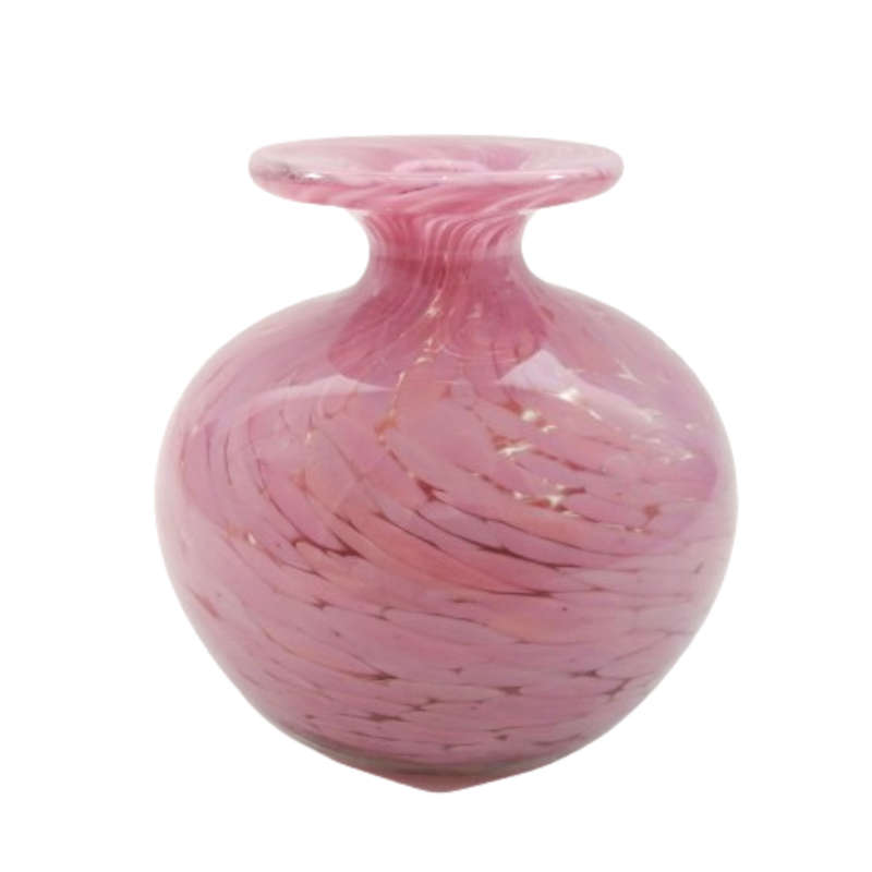 Mdina Hand Blown Pink Mottled Pink Vase