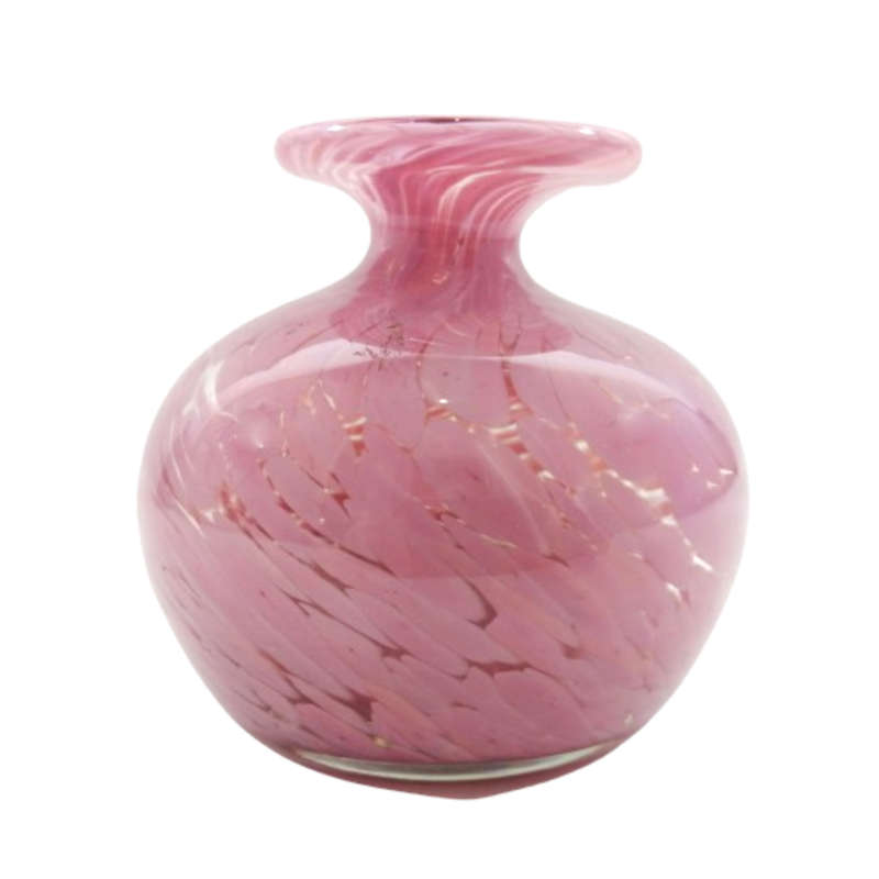 Mdina Hand Blown Pink Mottled Pink Vase