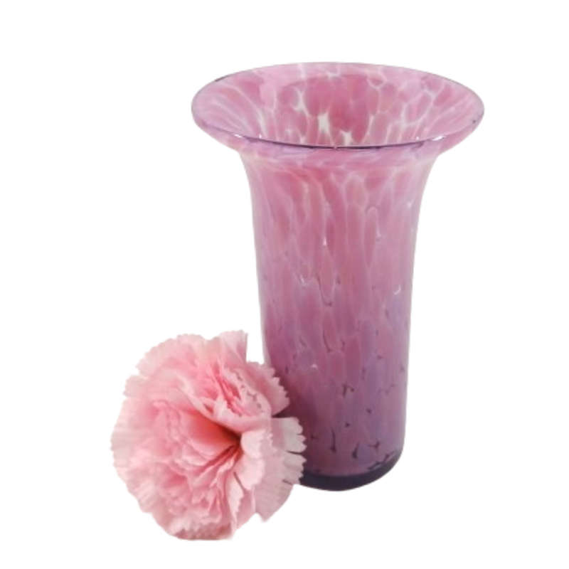Mdina Hand Blown Pink Mottled Pink Vase