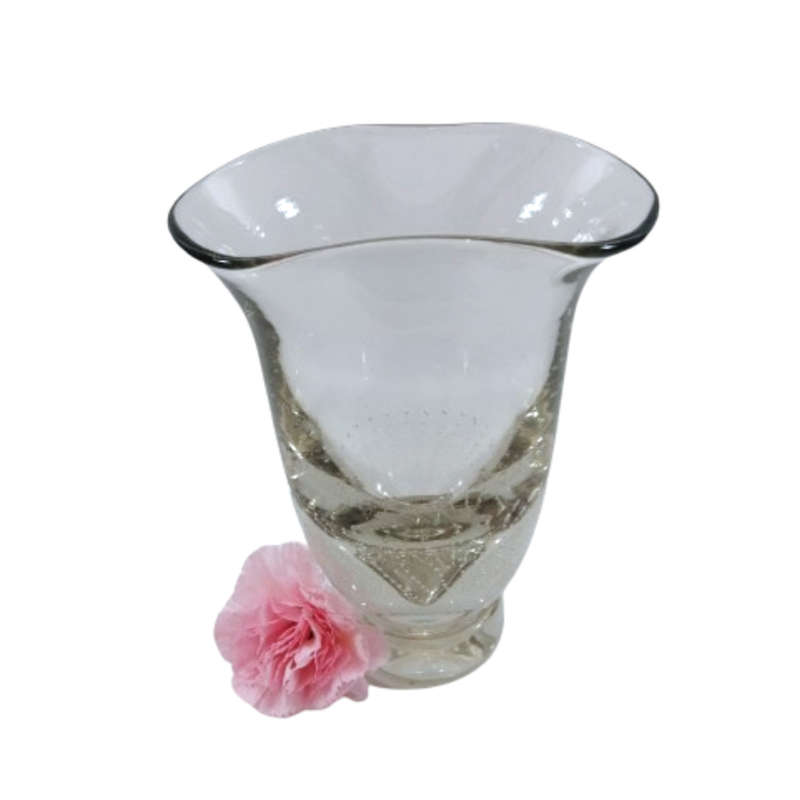 Orrefors Large Clear Glass Vase with Controlled Bubbles