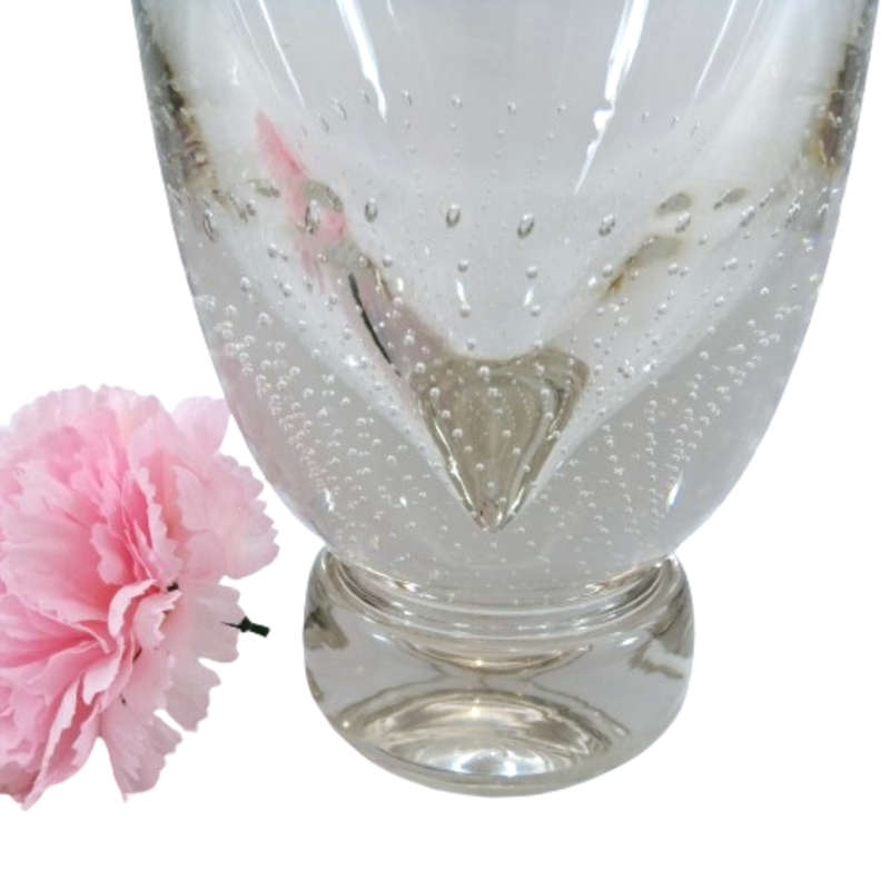 Orrefors Large Clear Glass Vase with Controlled Bubbles