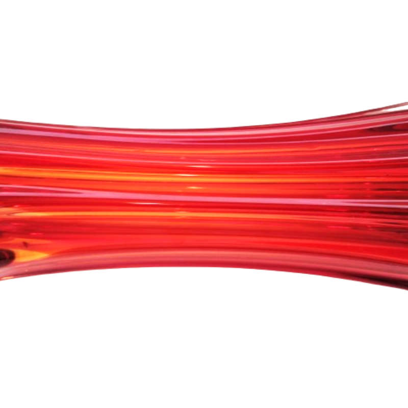 Murano Stunning Red and Orange tall vase with scalloped rim