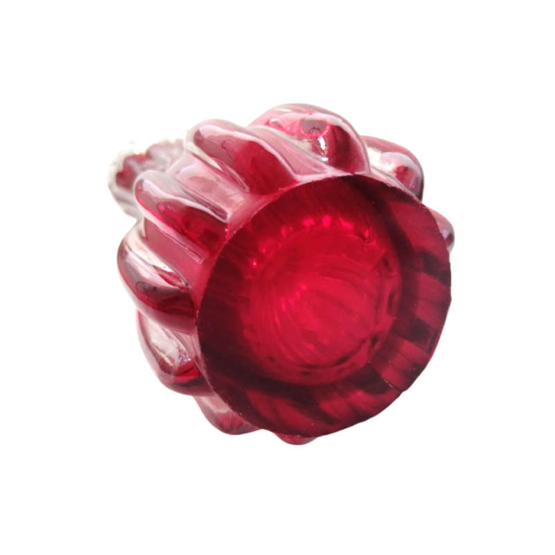 Murano Stunning Red and Orange tall vase with scalloped rim