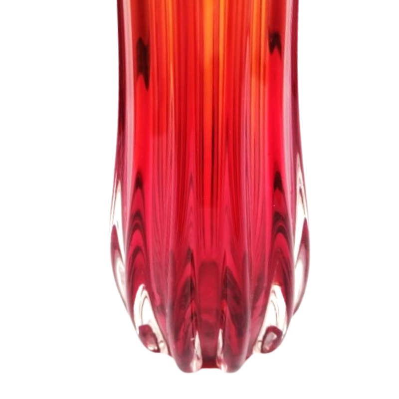 Murano Stunning Red and Orange tall vase with scalloped rim