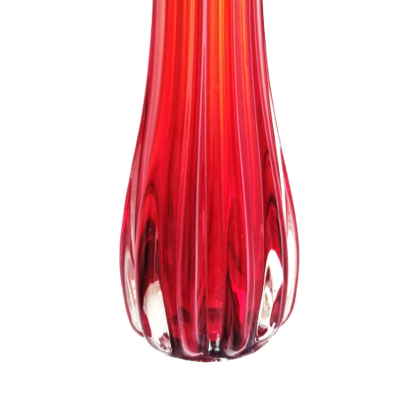 Murano Stunning Red and Orange tall vase with scalloped rim