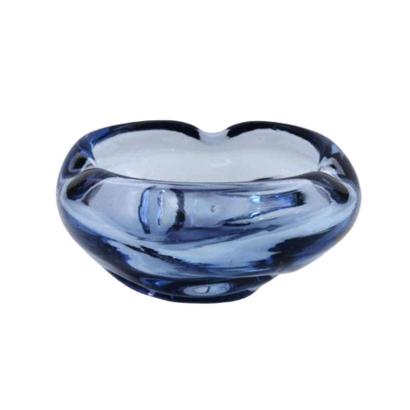 Murano Hand Blown Glass Blue Dish Bowl