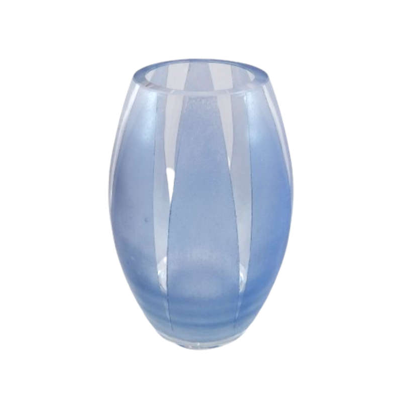 Stunning Blue and White Tall Glass Vase