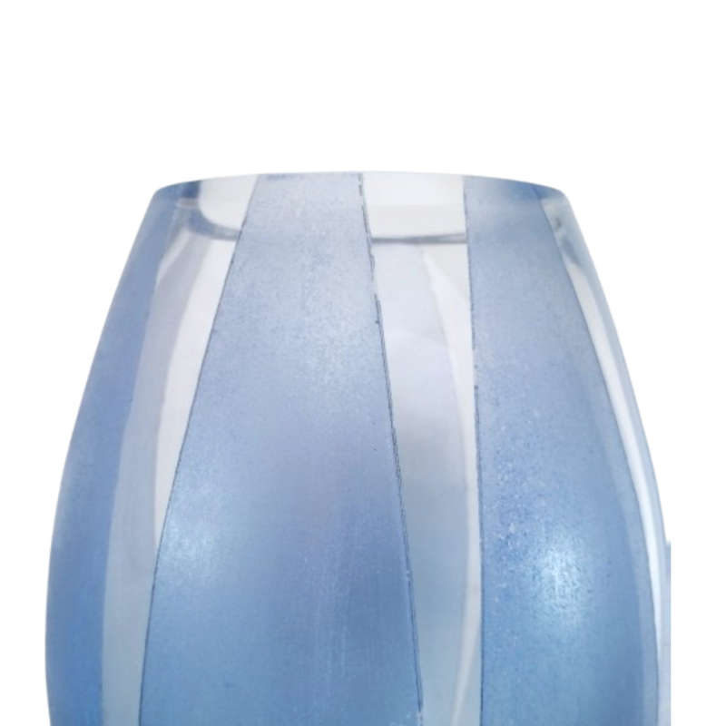 Stunning Blue and White Tall Glass Vase