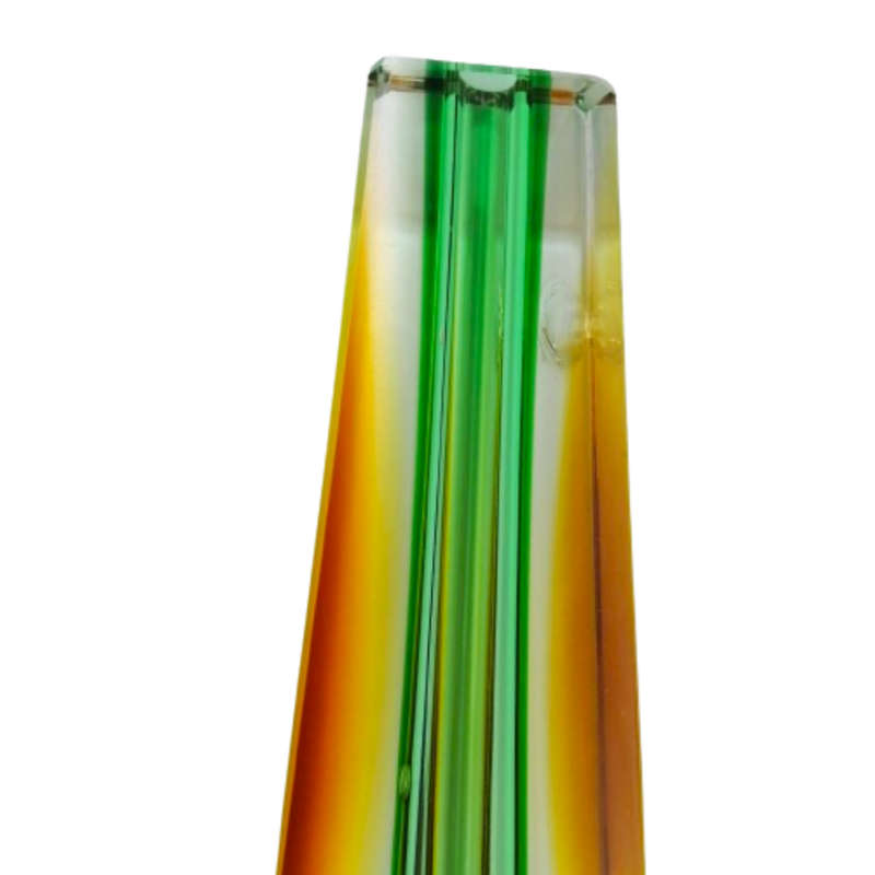 Czechoslovakian glass vase by Pavel Hlava for Egerman - Exbor Amber and Green