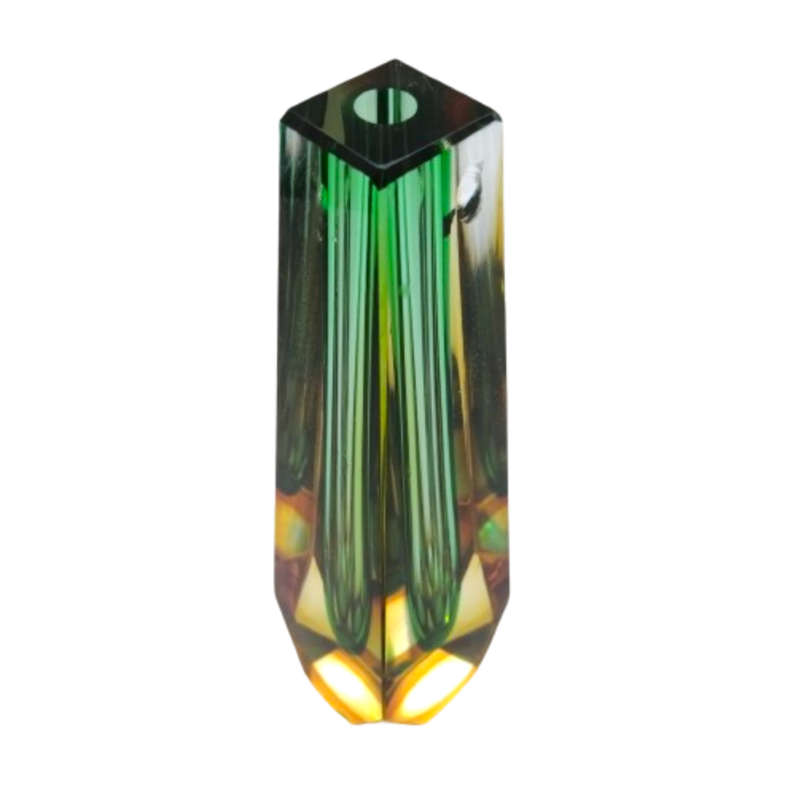 Czechoslovakian glass vase by Pavel Hlava for Egerman - Exbor Amber and Green