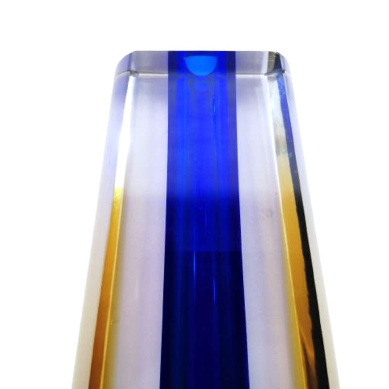 Czechoslovakian glass vase by Pavel Hlava for Egerman - Exbor Blue and Amber