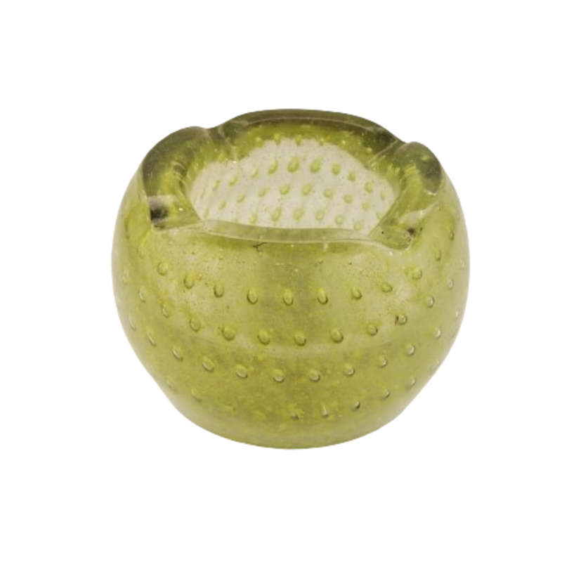 Murano Lime Green Bubble Inclusion Ashtray Bowl