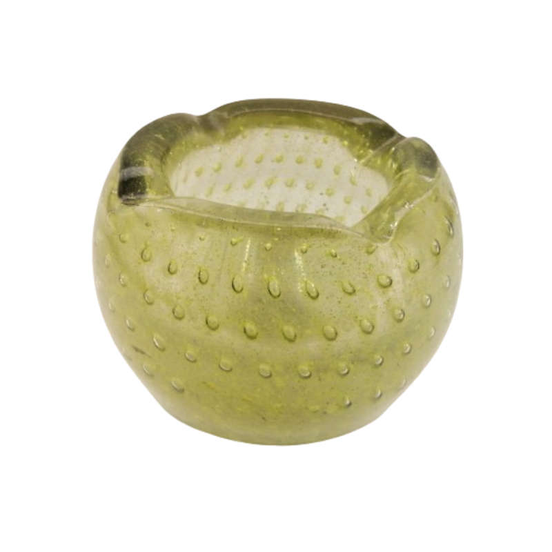 Murano Lime Green Bubble Inclusion Ashtray Bowl
