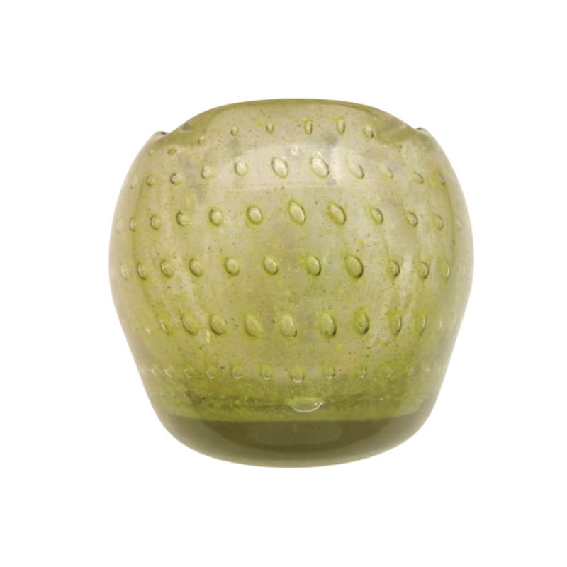 Murano Lime Green Bubble Inclusion Ashtray Bowl