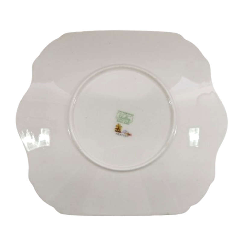 Shelley Fine Bone China Large Cake Plate Hand Painted Heather Decoration