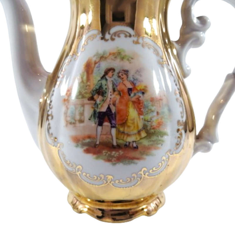 Antique Porcelain Gold Schaller Wiesau Bavaria Tea Set
