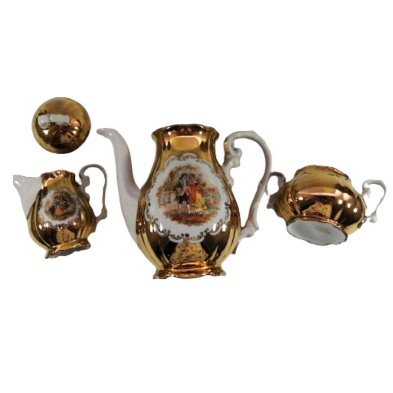 Antique Porcelain Gold Schaller Wiesau Bavaria Tea Set