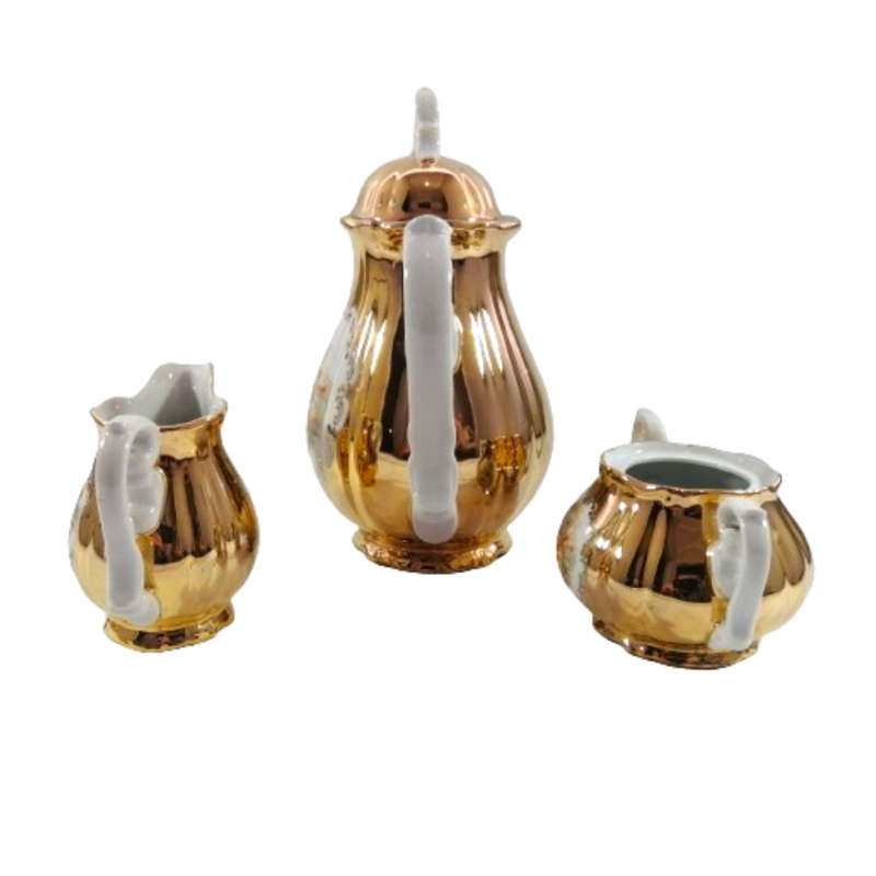Antique Porcelain Gold Schaller Wiesau Bavaria Tea Set
