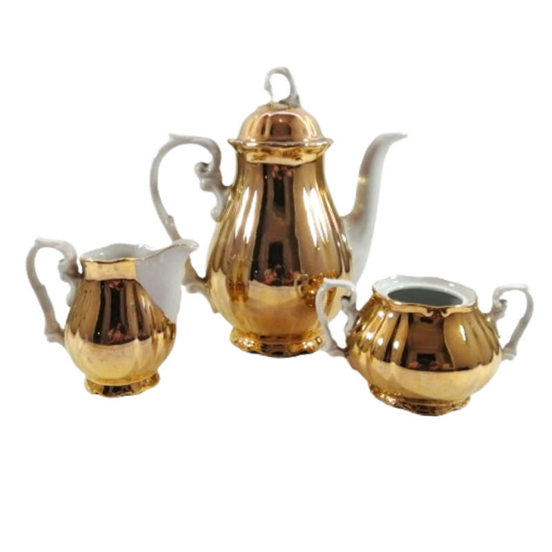 Antique Porcelain Gold Schaller Wiesau Bavaria Tea Set