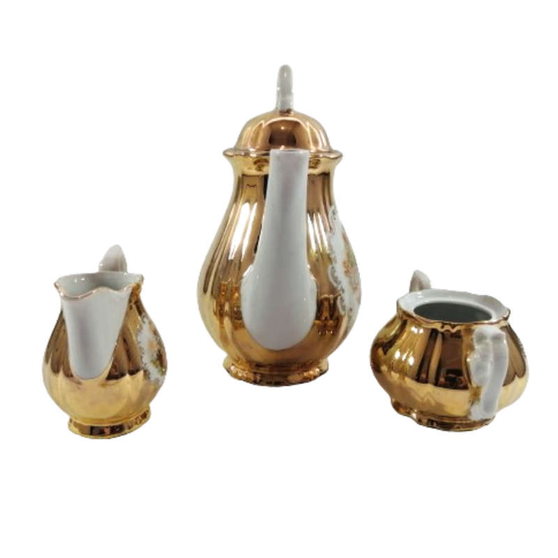Antique Porcelain Gold Schaller Wiesau Bavaria Tea Set