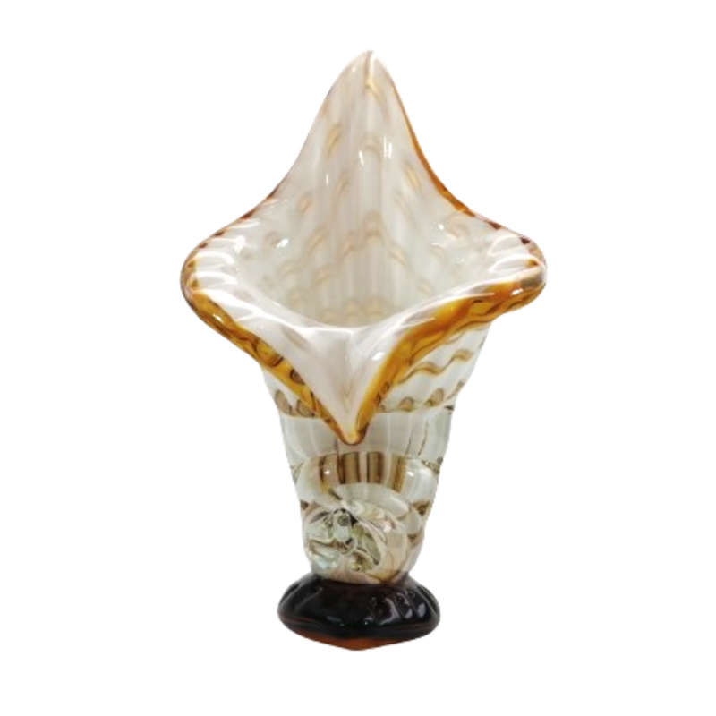Stunning Hand Blown Art Glass Vase in the form of Shell