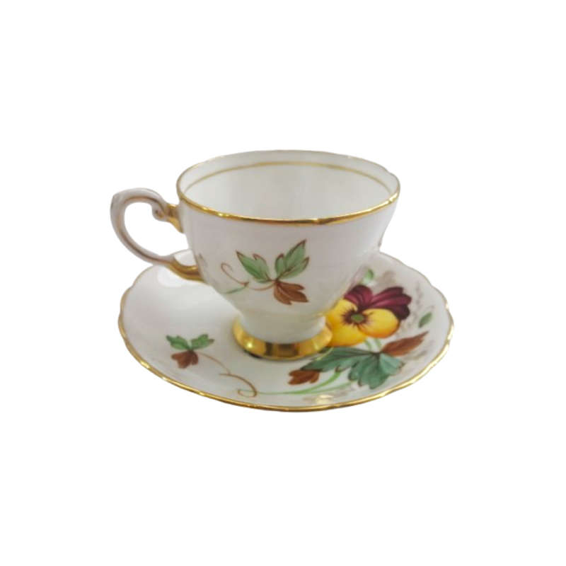 Tuscan Pansies Cup and Saucer Trio