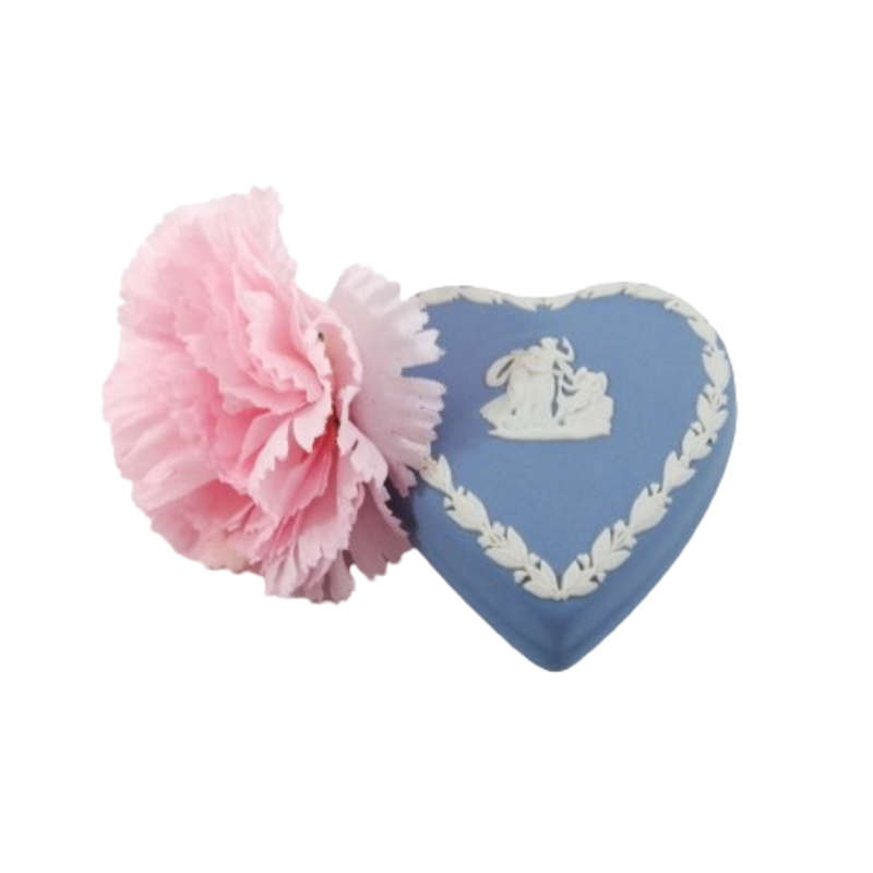 Wedgwood Blue Jasper Heart Shape Trinket Pot