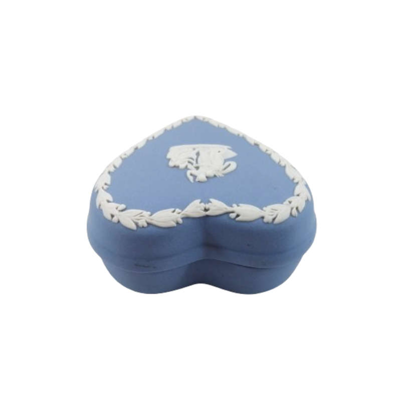 Wedgwood Blue Jasper Heart Shape Trinket Pot