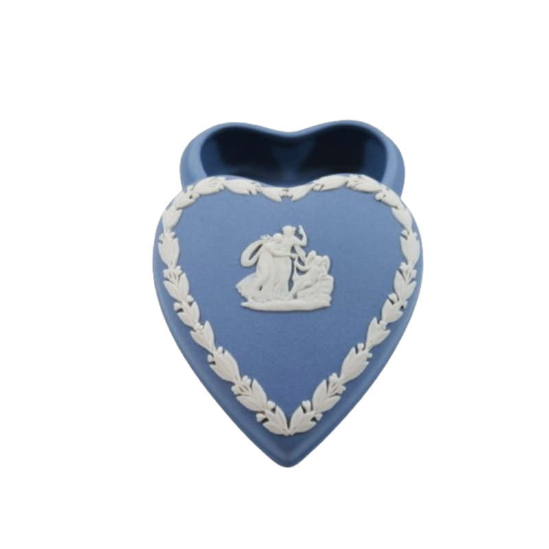 Wedgwood Blue Jasper Heart Shape Trinket Pot