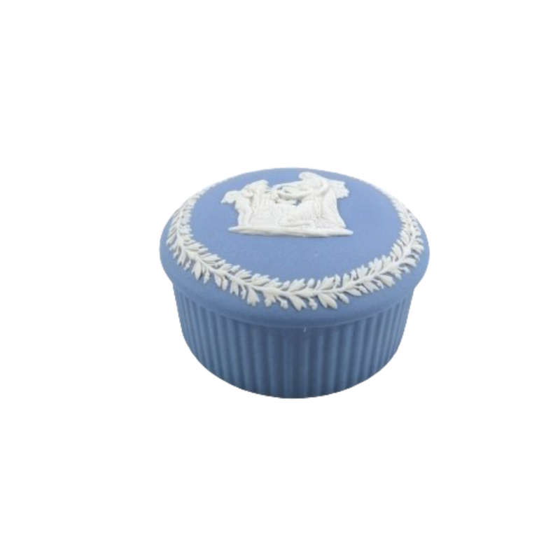 Wedgwood Jasper Blue Round Ribbed Lidded Pot