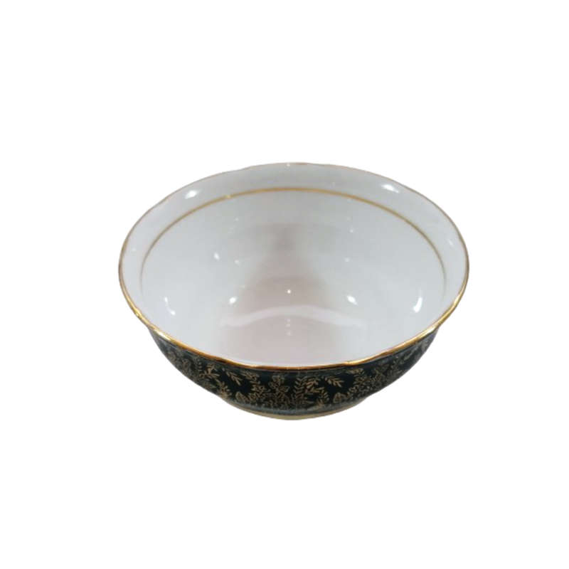 Cololough Bone China Sugar Bowl Gold Leaves on Forest Green